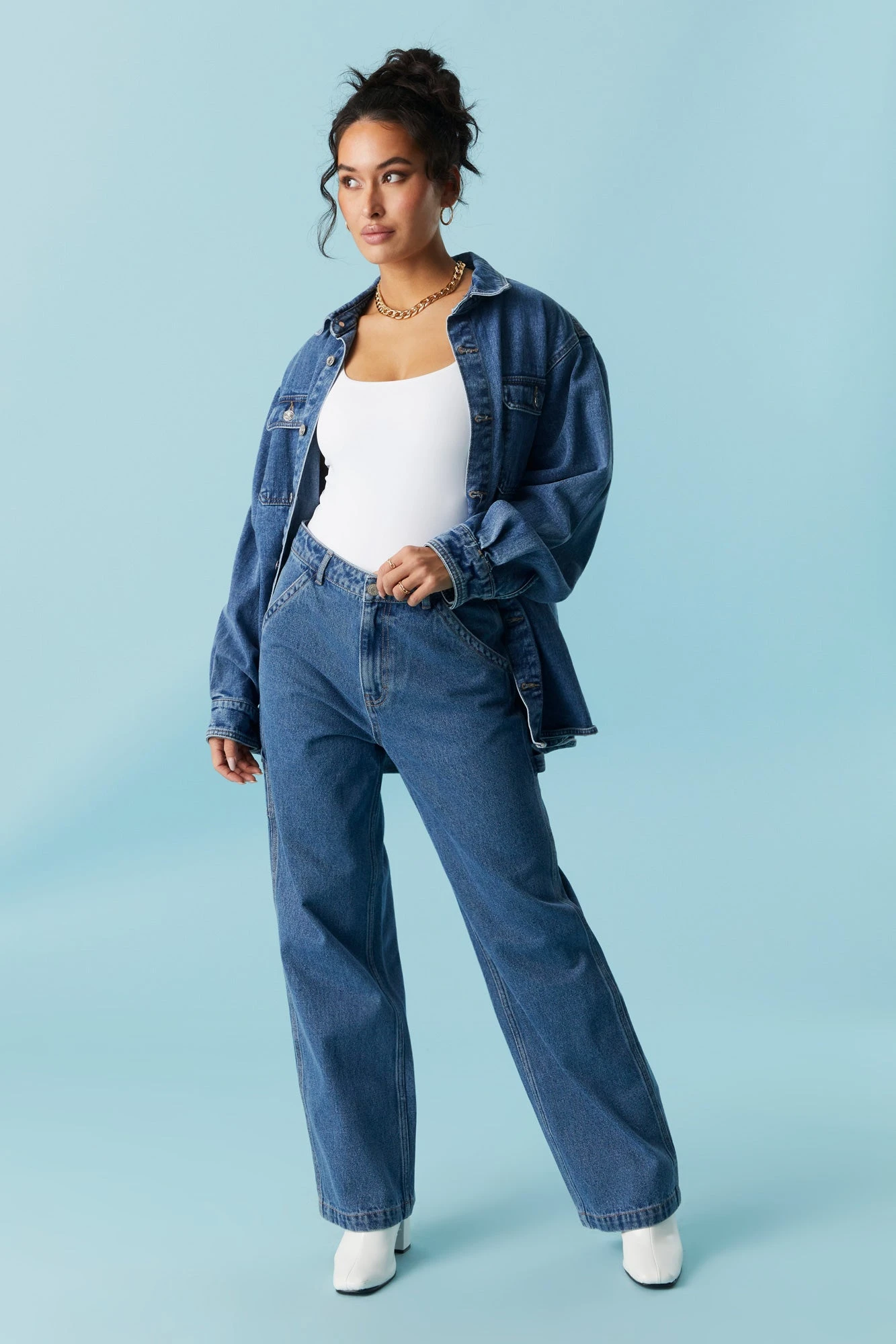 Refuge High-Rise Carpenter Medium Wash Denim Pant 3 Refuge High-Rise Carpenter Medium Wash Denim Pant