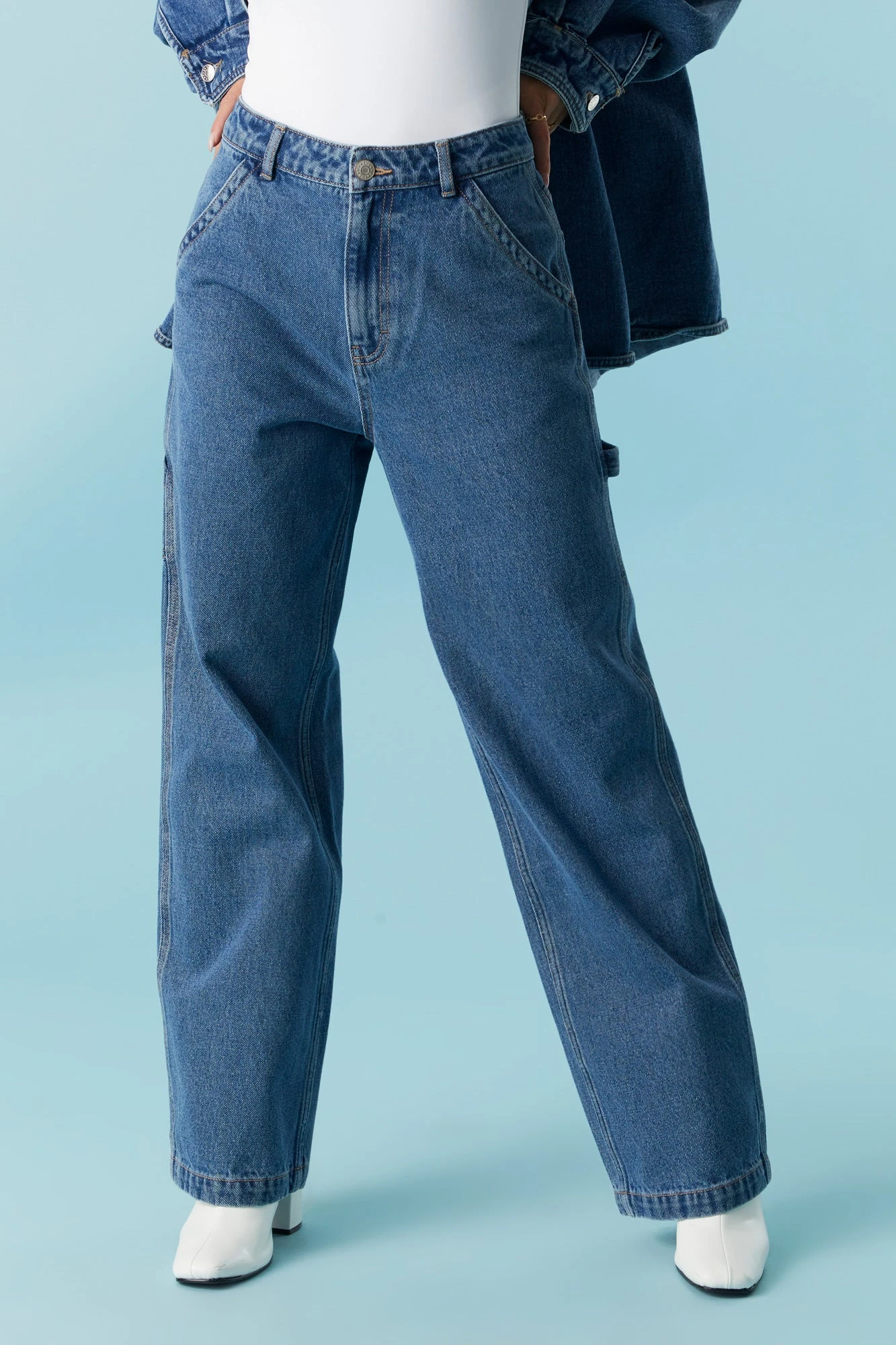 Refuge High-Rise Carpenter Medium Wash Denim Pant 4 Refuge High-Rise Carpenter Medium Wash Denim Pant - Image 2