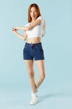 Dark Wash Denim Cargo Short -Mini Aura Shop 052039077240 39 2 1