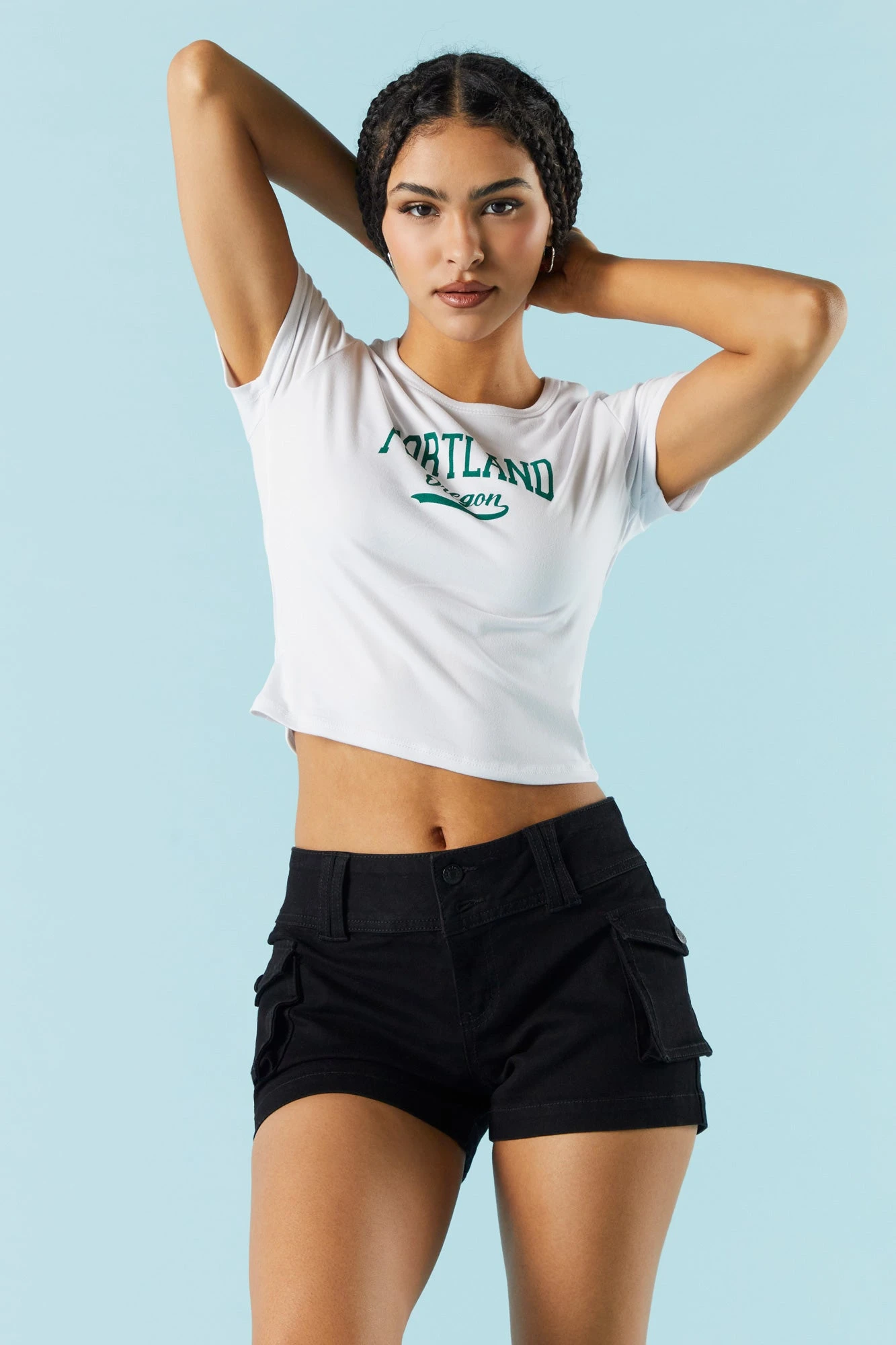 2-Tier Black Cargo Denim Short 3 2-Tier Black Cargo Denim Short