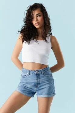 Medium Wash Denim Mom Short