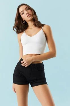 Miami Black Wash Rolled Denim Short