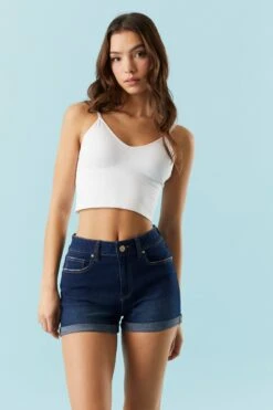 Miami Dark Wash Rolled Denim Short