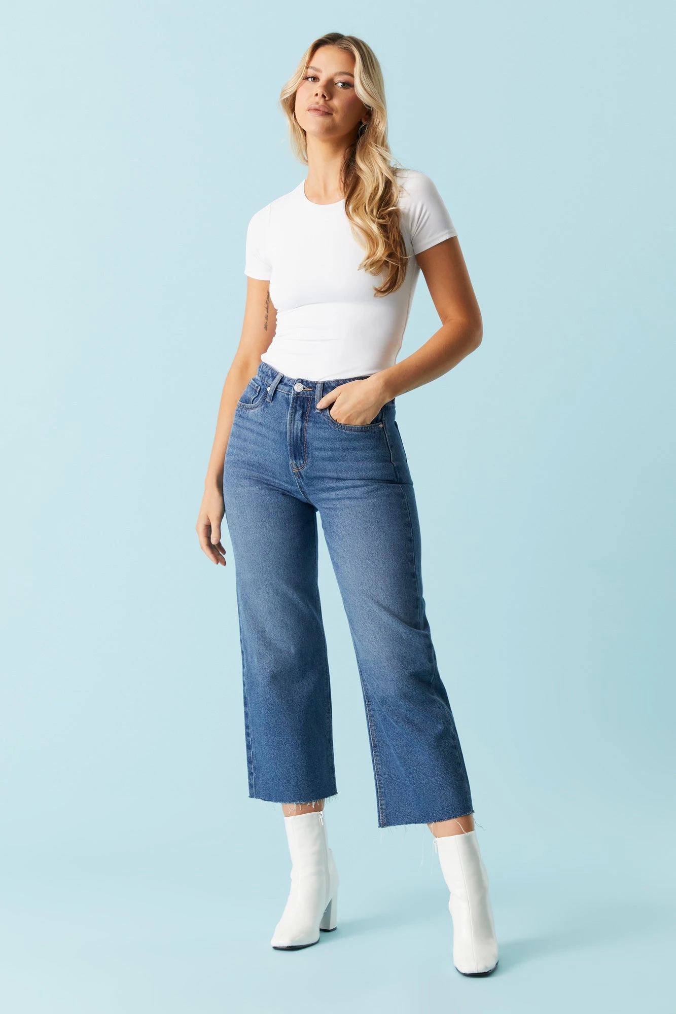 Refuge Dark Wash Crop Wide Leg Jean 4 Refuge Dark Wash Crop Wide Leg Jean - Image 2