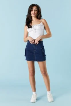 Dark Wash Denim Cargo Mini Skirt -Mini Aura Shop 052639072640 39 2