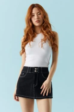 Bull Denim Coloured Mini Skirt -Mini Aura Shop 052665532600 01