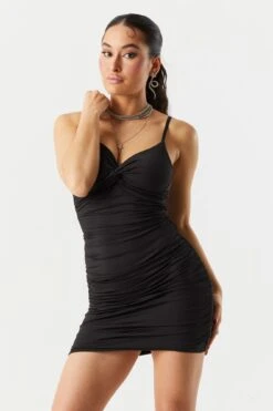 Front Twist Ruched Mini Dress 19 Front Twist Ruched Mini Dress -Mini Aura Shop 053048283603 01 3