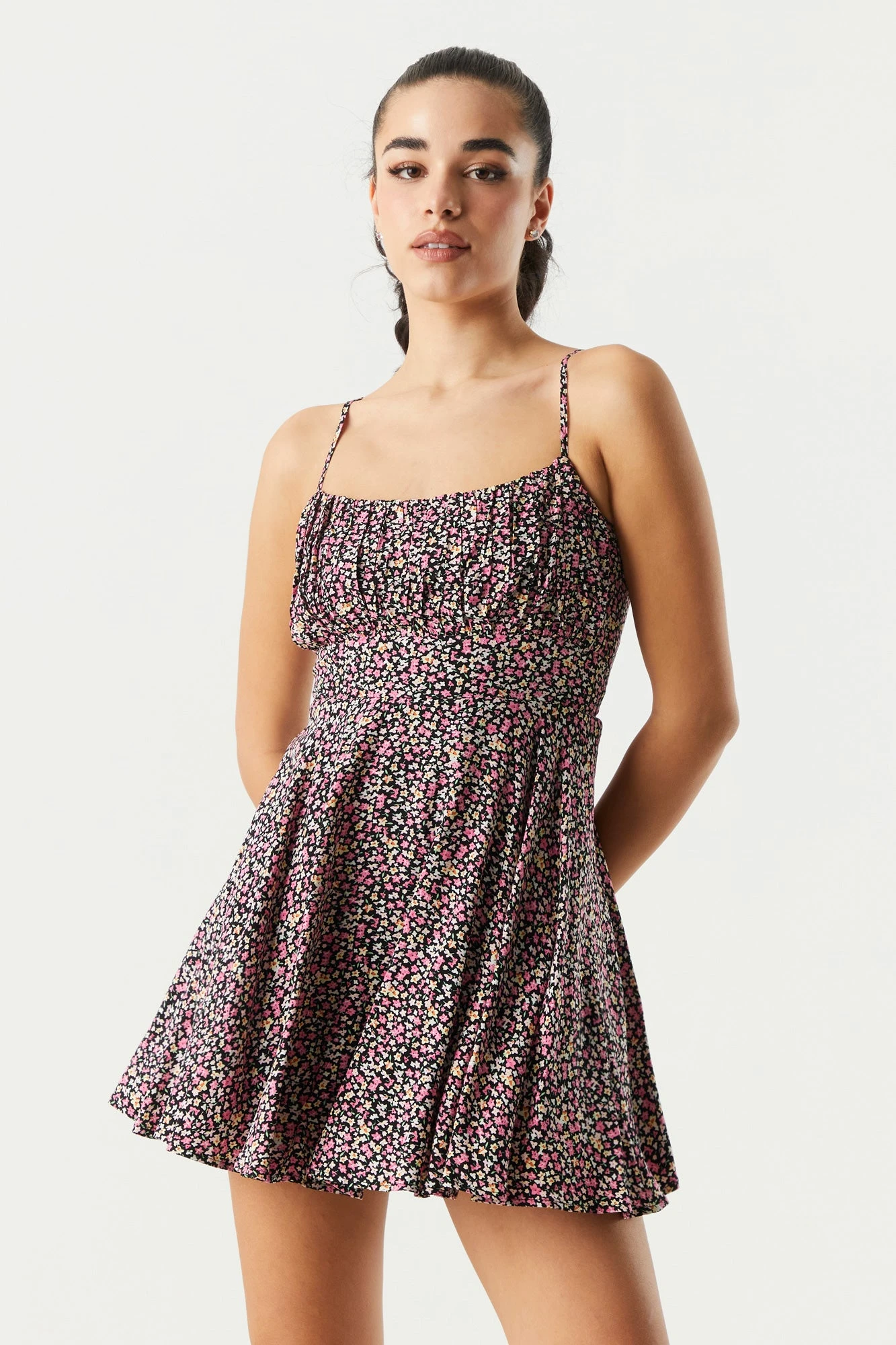 Floral Printed Milkmaid Skater Dress 3 Floral Printed Milkmaid Skater Dress