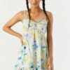 Blue And Yellow Floral Front Twist Babydoll Dress 2 Blue And Yellow Floral Front Twist Babydoll Dress -Mini Aura Shop 053226313715 67 3