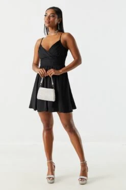 Chiffon Surplice Skater Dress -Mini Aura Shop 053231813711 01 2 1