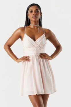 Chiffon Surplice Skater Dress 17 Chiffon Surplice Skater Dress -Mini Aura Shop 053231813711 91