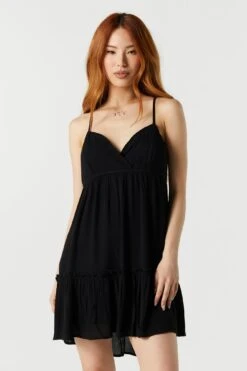 Surplice Tiered Babydoll Dress
