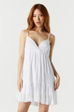 Surplice Tiered Babydoll Dress -Mini Aura Shop 053231833718 10
