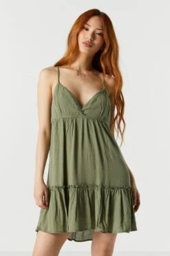 Surplice Tiered Babydoll Dress -Mini Aura Shop 053231833718 31 0