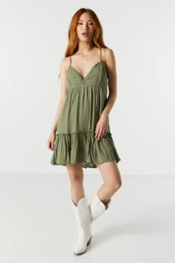 Surplice Tiered Babydoll Dress -Mini Aura Shop 053231833718 31 2