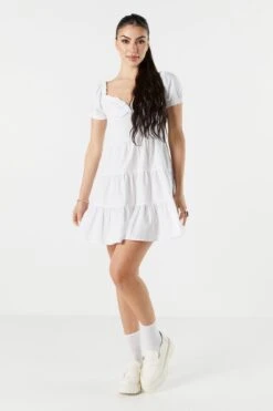 Sweetheart Smocked Tiered Dress -Mini Aura Shop 053244066654 10 2 1