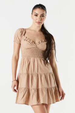 Sweetheart Smocked Tiered Dress -Mini Aura Shop 053244066654 89 0 1