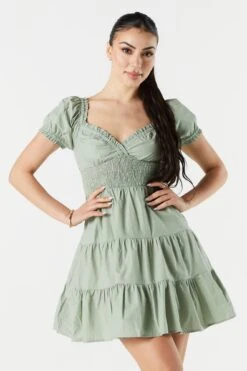 Sweetheart Smocked Tiered Dress -Mini Aura Shop 053244066654 49