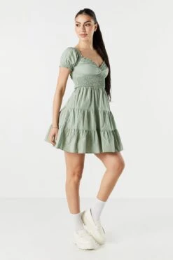 Sweetheart Smocked Tiered Dress -Mini Aura Shop 053244066654 49 2