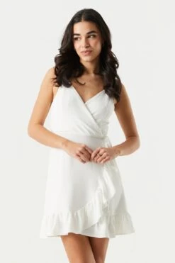 Surplice Ruffled Wrap Dress -Mini Aura Shop 053255953704 10