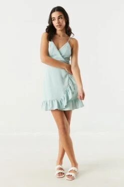Surplice Ruffled Wrap Dress -Mini Aura Shop 053255953704 49 2