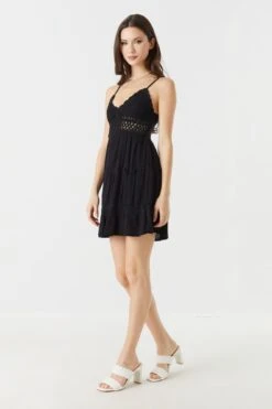 Crochet Top Tiered Mini Dress -Mini Aura Shop 053259980394 01 2 1