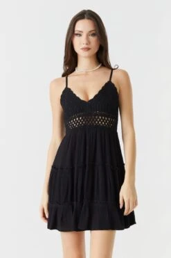 Crochet Top Tiered Mini Dress -Mini Aura Shop 053259980394 01 3