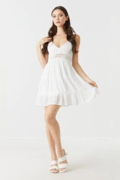 Crochet Top Tiered Mini Dress -Mini Aura Shop 053259980394 10 2 1