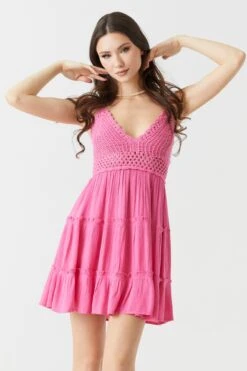 Crochet Top Tiered Mini Dress 25 Crochet Top Tiered Mini Dress -Mini Aura Shop 053259980394 85
