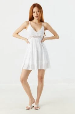 Crochet Tiered Mini Dress 25 Crochet Tiered Mini Dress -Mini Aura Shop 053259983940 10 2 1