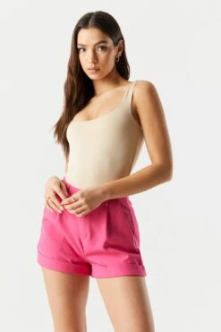 Coloured High Rise Rolled Cuff Short -Mini Aura Shop 053431831339 66