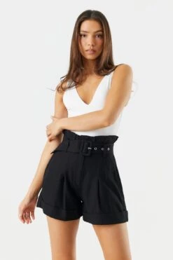 High Rise Belted Paperbag Short -Mini Aura Shop 053465533441 01