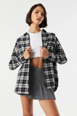 Classic Plaid Button-Up Top -Mini Aura Shop 070201171335 01