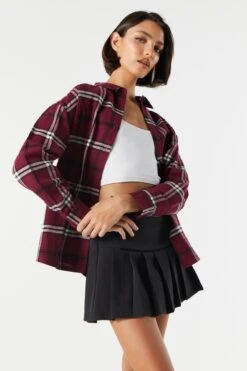 Classic Plaid Button-Up Top -Mini Aura Shop 070201171335 84