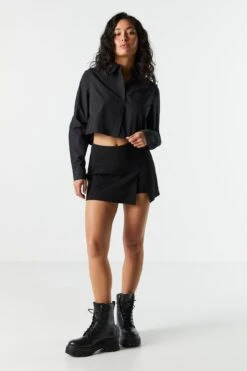 Poplin Cropped Button-Up Shirt -Mini Aura Shop 070231811337 01 2