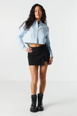 Poplin Cropped Button-Up Shirt -Mini Aura Shop 070231811337 40 2