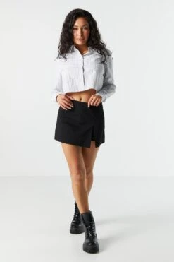 Striped Poplin Cropped Button-Up Shirt 7 Striped Poplin Cropped Button-Up Shirt -Mini Aura Shop 070231811337 95 2