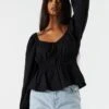 Elastic Waist Long Sleeve Top -Mini Aura Shop 070231811339 01