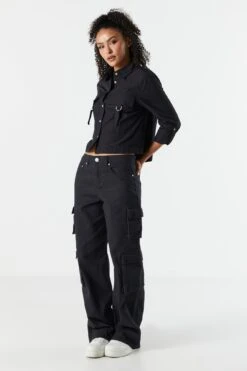 Oversized Poplin D-Ring Button-Up Top -Mini Aura Shop 070231811344 01 2