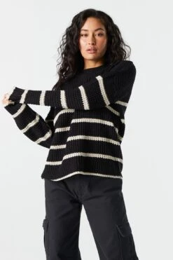 Oversized Striped Chunky Sweater -Mini Aura Shop 070524850410 01