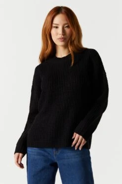 Oversized Waffle Knit Sweater 17 Oversized Waffle Knit Sweater -Mini Aura Shop 070524854100 01