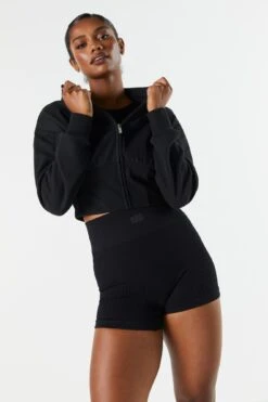 Fleece Corset Zip-Up Cropped Hoodie 11 Fleece Corset Zip-Up Cropped Hoodie -Mini Aura Shop 070630729437 01