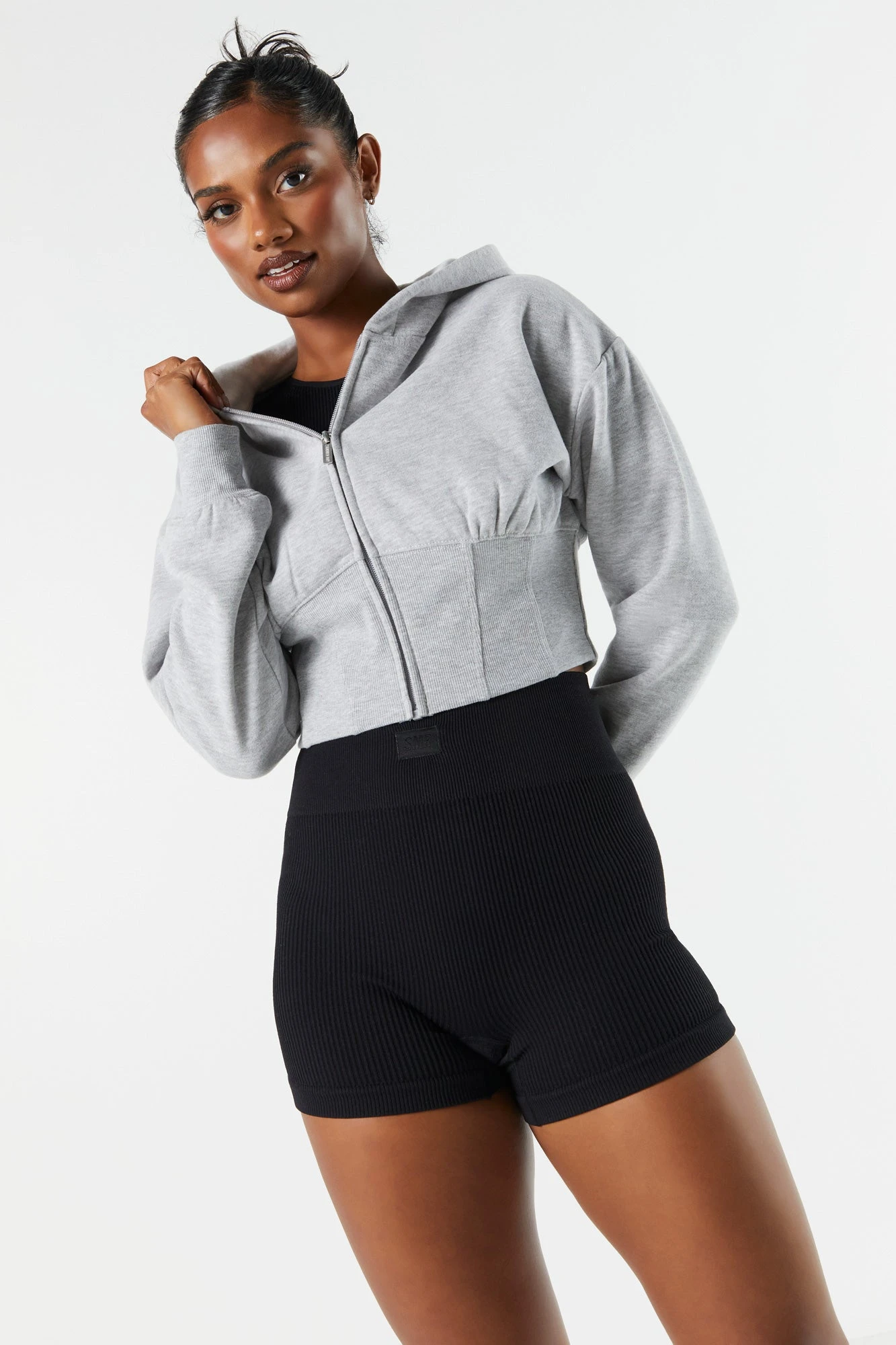 Fleece Corset Zip-Up Cropped Hoodie 3 Fleece Corset Zip-Up Cropped Hoodie