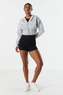 Fleece Corset Zip-Up Cropped Hoodie 10 Fleece Corset Zip-Up Cropped Hoodie -Mini Aura Shop 070630729437 04 2 1