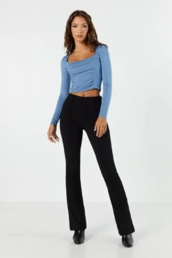 Ruched Long Sleeve Crop Top 13 Ruched Long Sleeve Crop Top -Mini Aura Shop 071003039324 39 2