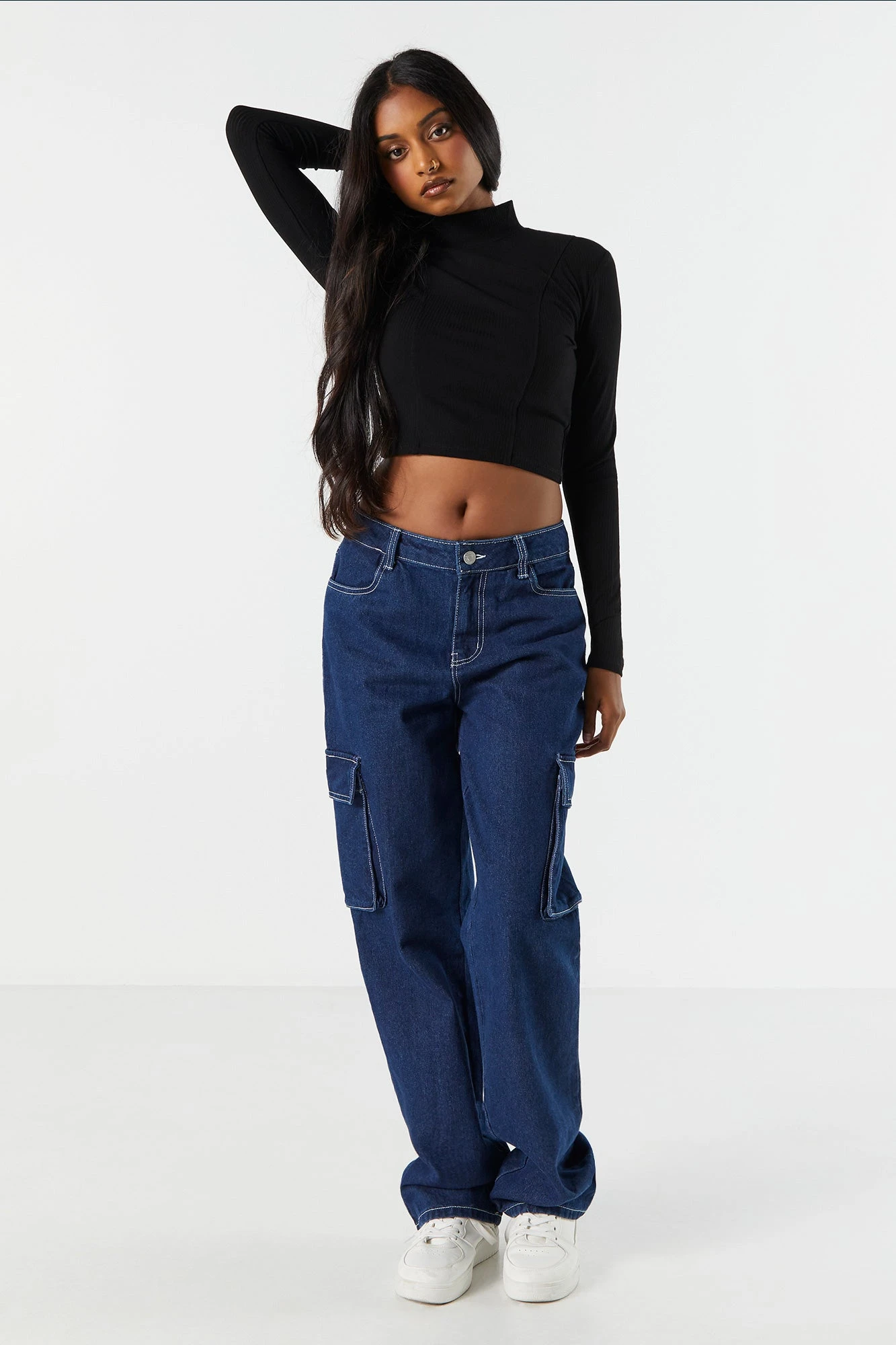 Ribbed Mock Neck Corset Long Sleeve Top 9 Ribbed Mock Neck Corset Long Sleeve Top - Image 7