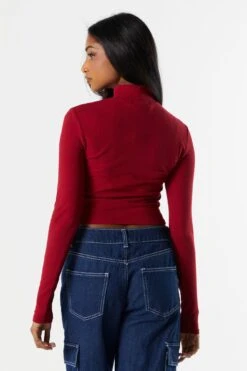 Ribbed Mock Neck Corset Long Sleeve Top 20 Ribbed Mock Neck Corset Long Sleeve Top -Mini Aura Shop 071003039325 61 1