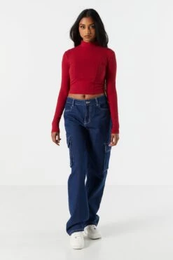 Ribbed Mock Neck Corset Long Sleeve Top 21 Ribbed Mock Neck Corset Long Sleeve Top -Mini Aura Shop 071003039325 61 2