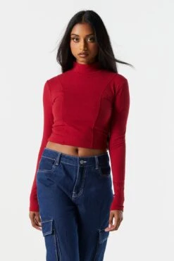 Ribbed Mock Neck Corset Long Sleeve Top 19 Ribbed Mock Neck Corset Long Sleeve Top -Mini Aura Shop 071003039325 61