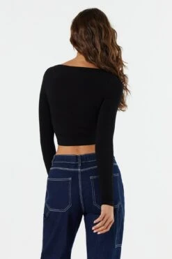 Ribbed Corset Long Sleeve Crop Top -Mini Aura Shop 071003039326 01 1
